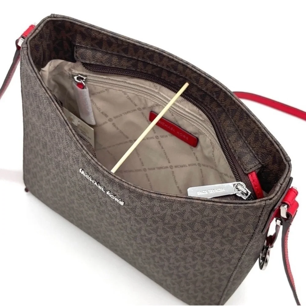 Michael Kors Large Messenger Crossbody Bag Brown/Red (NWT)